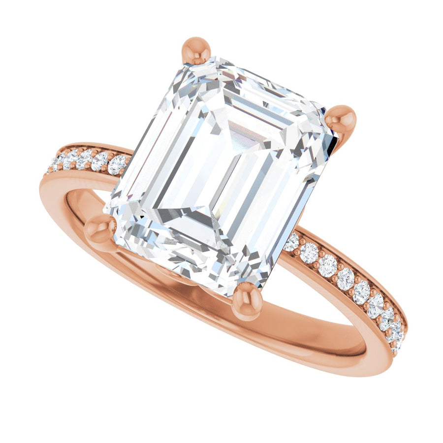 Semi-Set 1/4 CTW Emerald Engagement Ring (10 X 8 Mm) - gallery - Series 124170