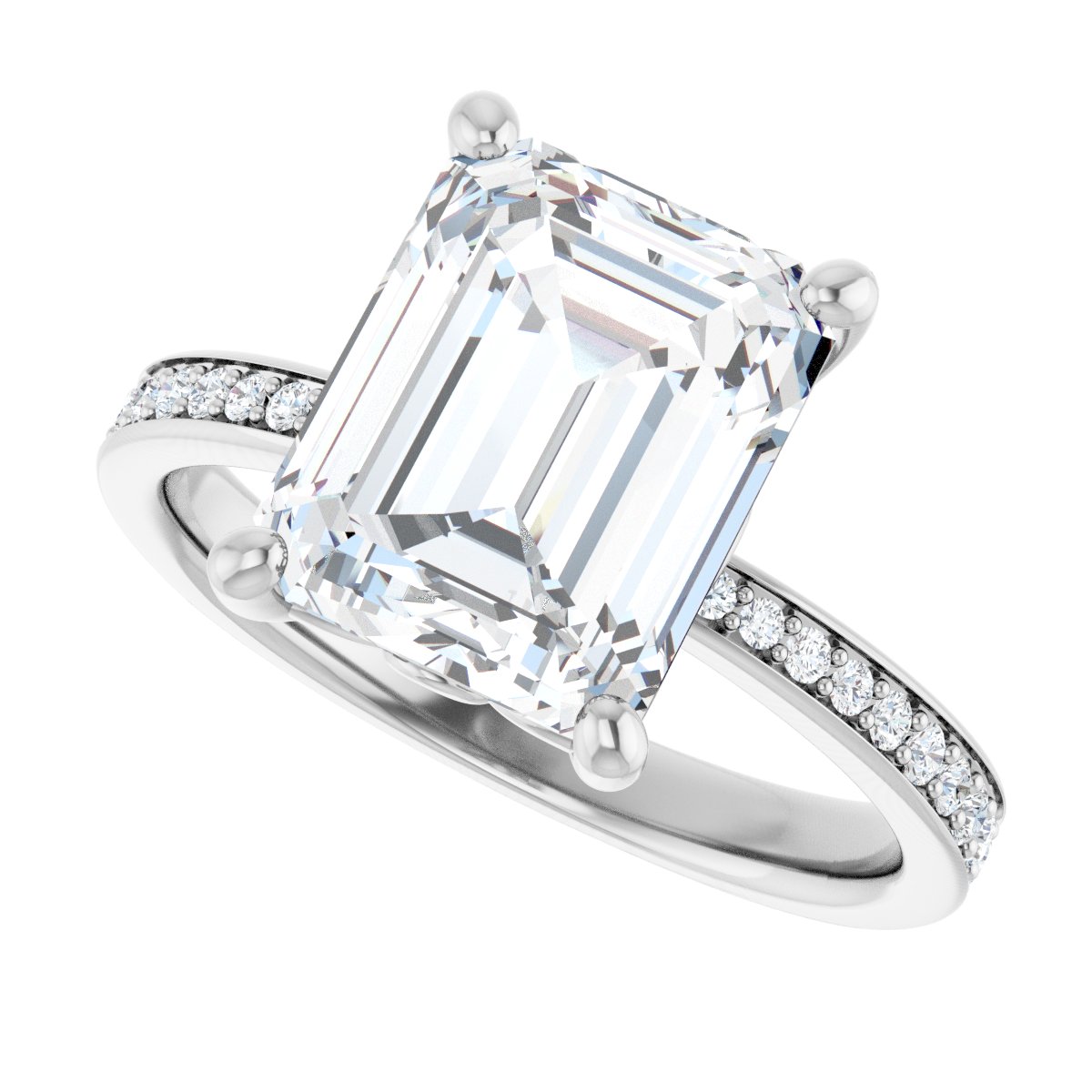 Semi-Set 1/4 CTW Emerald Engagement Ring (10 X 8 Mm) - gallery - Series 124170
