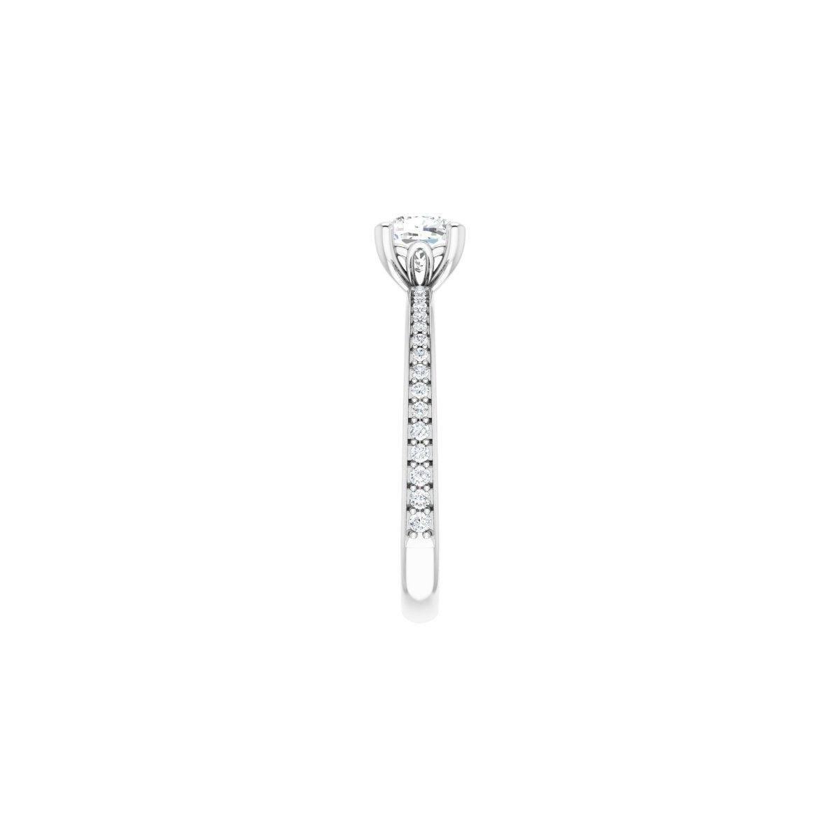 Semi-Set 1/6 CTW Cushion Engagement Ring (5 X 5 Mm) - gallery - Series 124170