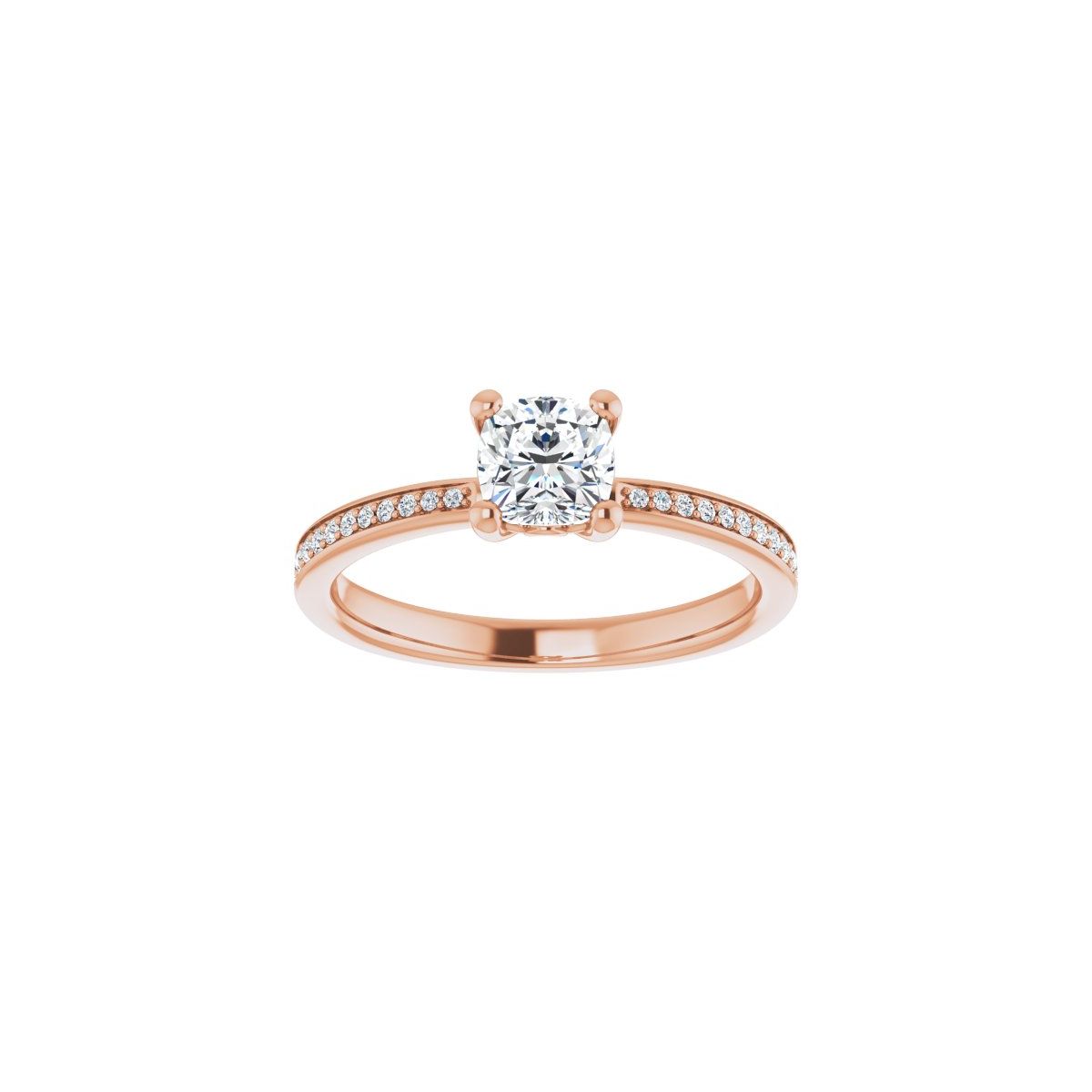 Semi-Set 1/6 CTW Cushion Engagement Ring (5 X 5 Mm) - gallery - Series 124170