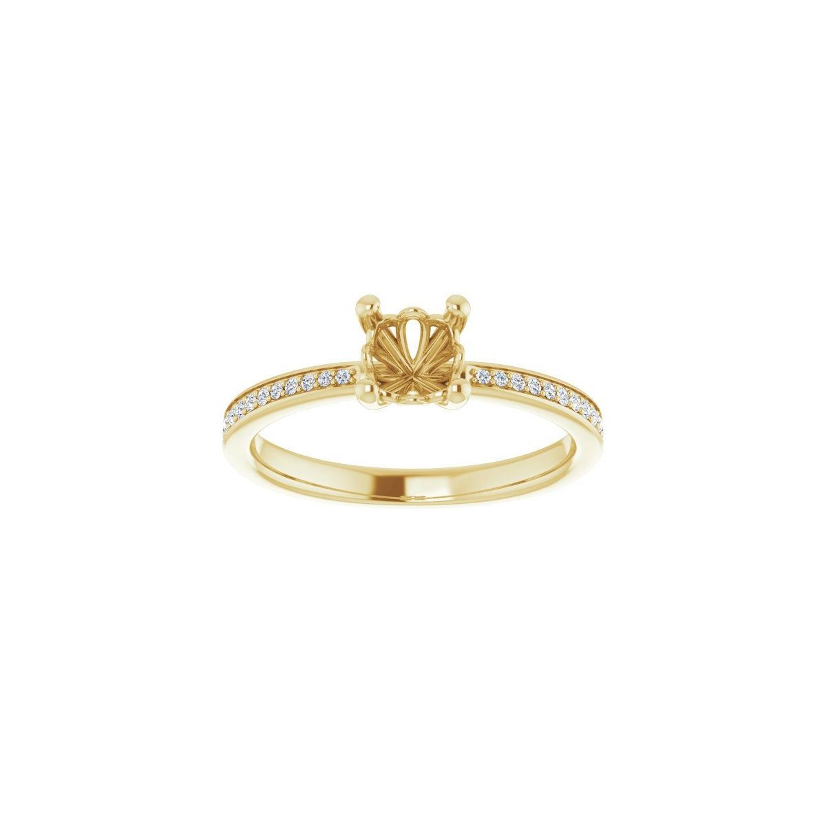 Semi-Set 1/6 CTW Cushion Engagement Ring (5 X 5 Mm) - gallery - Series 124170