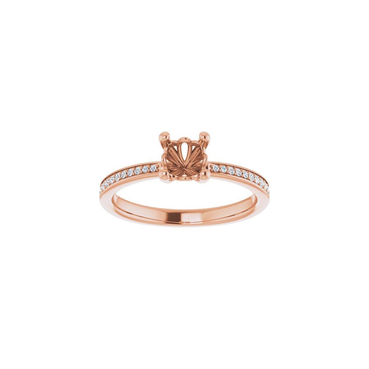 Semi-Set 1/6 CTW Cushion Engagement Ring (5 X 5 Mm) - gallery - Series 124170