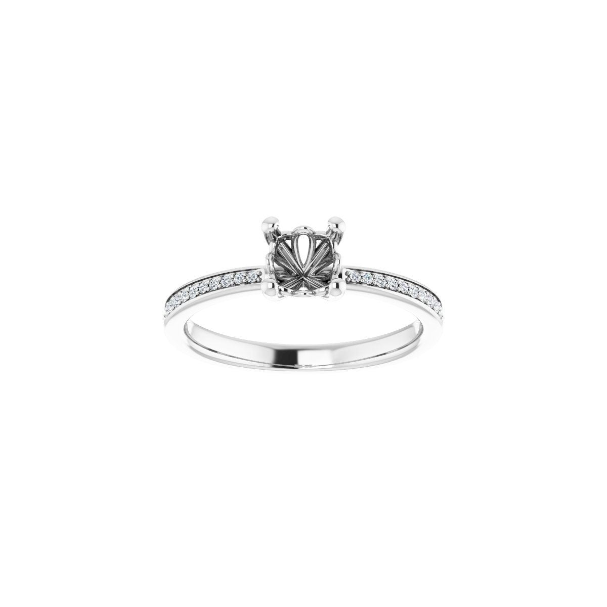 Semi-Set 1/6 CTW Cushion Engagement Ring (5 X 5 Mm) - gallery - Series 124170