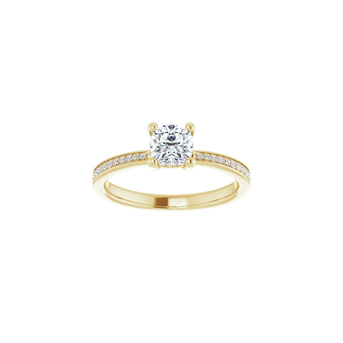 Semi-Set 1/6 CTW Cushion Engagement Ring (5 X 5 Mm) - gallery - Series 124170