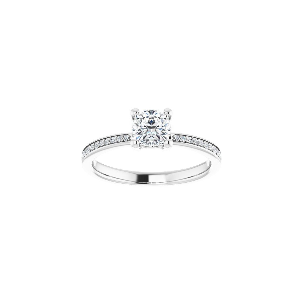 Semi-Set 1/6 CTW Cushion Engagement Ring (5 X 5 Mm) - gallery - Series 124170