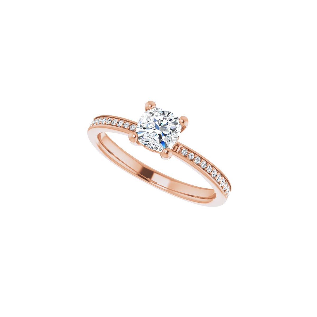 Semi-Set 1/6 CTW Cushion Engagement Ring (5 X 5 Mm) - gallery - Series 124170