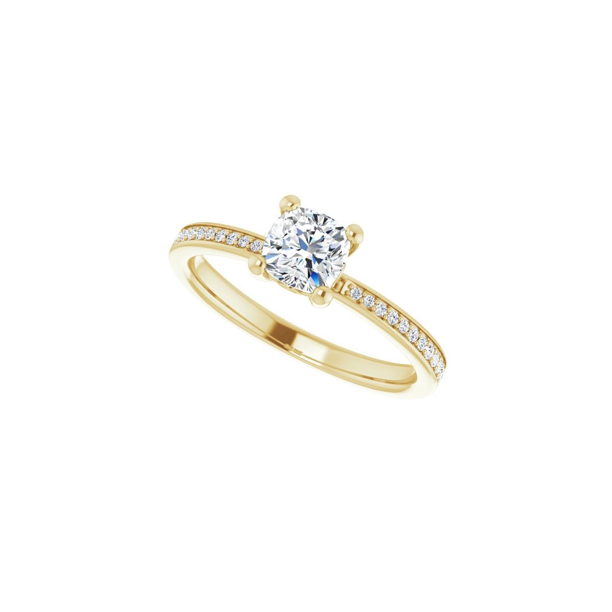 Semi-Set 1/6 CTW Cushion Engagement Ring (5 X 5 Mm) - gallery - Series 124170