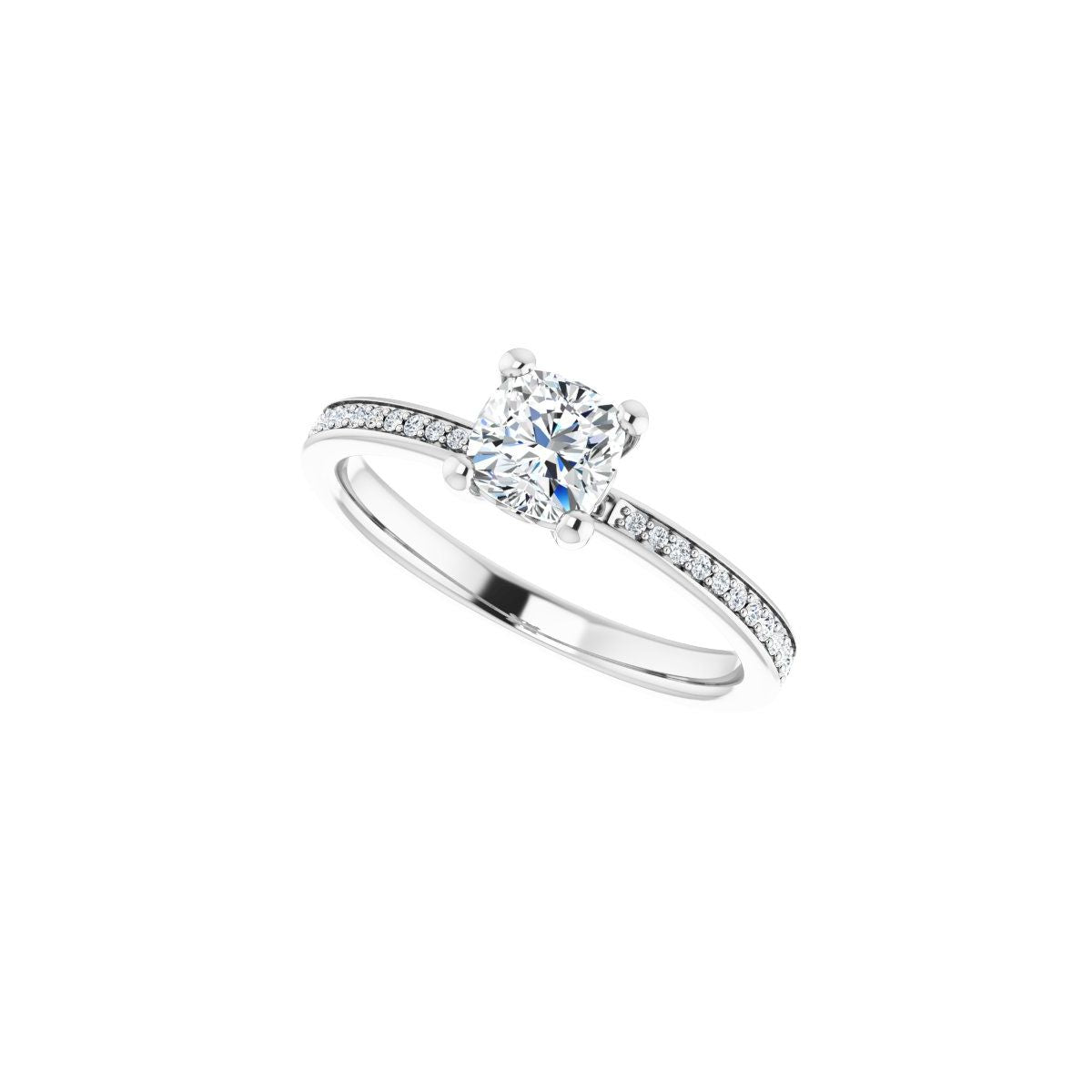 Semi-Set 1/6 CTW Cushion Engagement Ring (5 X 5 Mm) - gallery - Series 124170