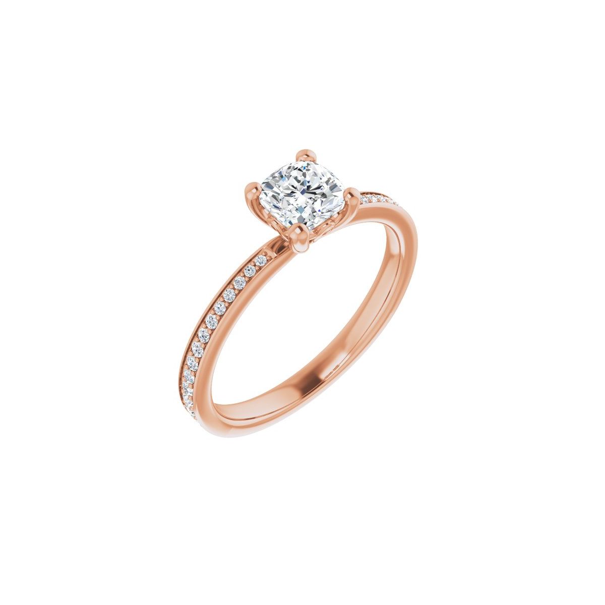 Natural Diamond Semi-Set 1/6 CTW Cushion Engagement Ring (5 X 5 Mm) - 14K Gold - Series 124170