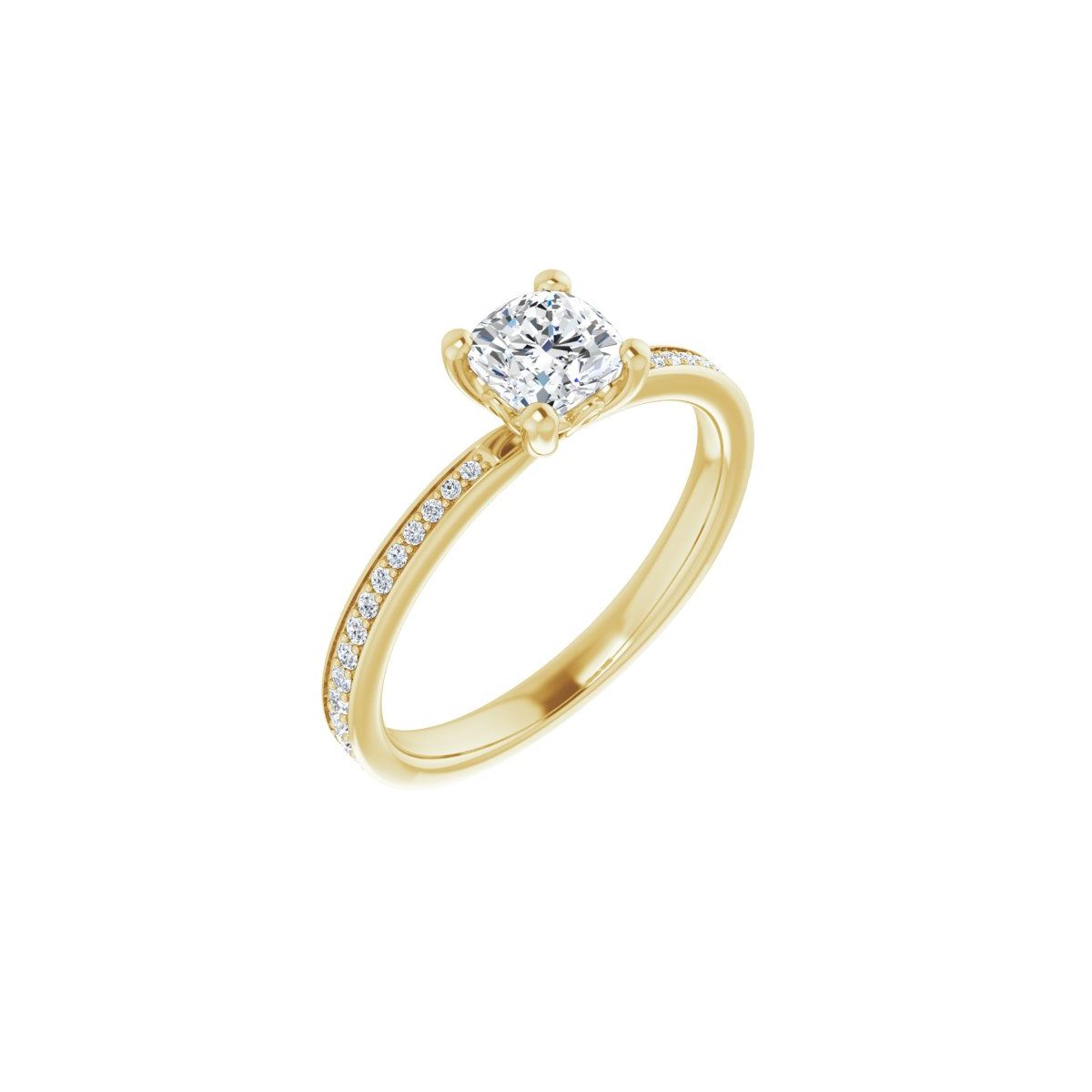 Natural Diamond Semi-Set 1/6 CTW Cushion Engagement Ring (5 X 5 Mm) - 14K Gold - Series 124170