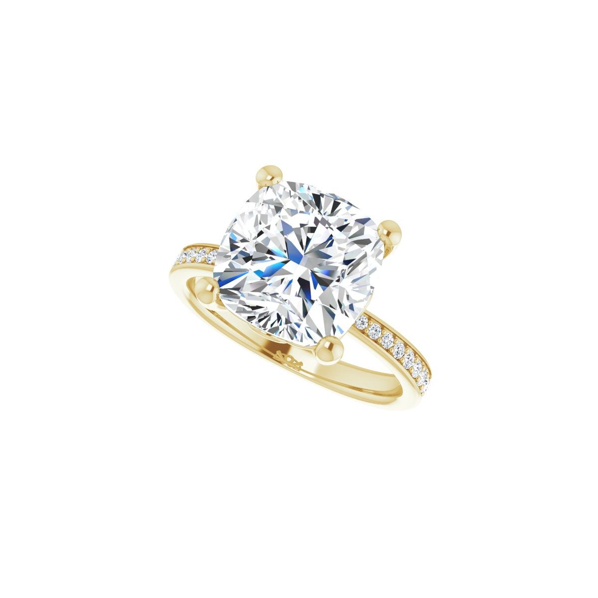 Semi-Set 1/4 CTW Cushion Engagement Ring (10 X 10 Mm) - gallery - Series 124170