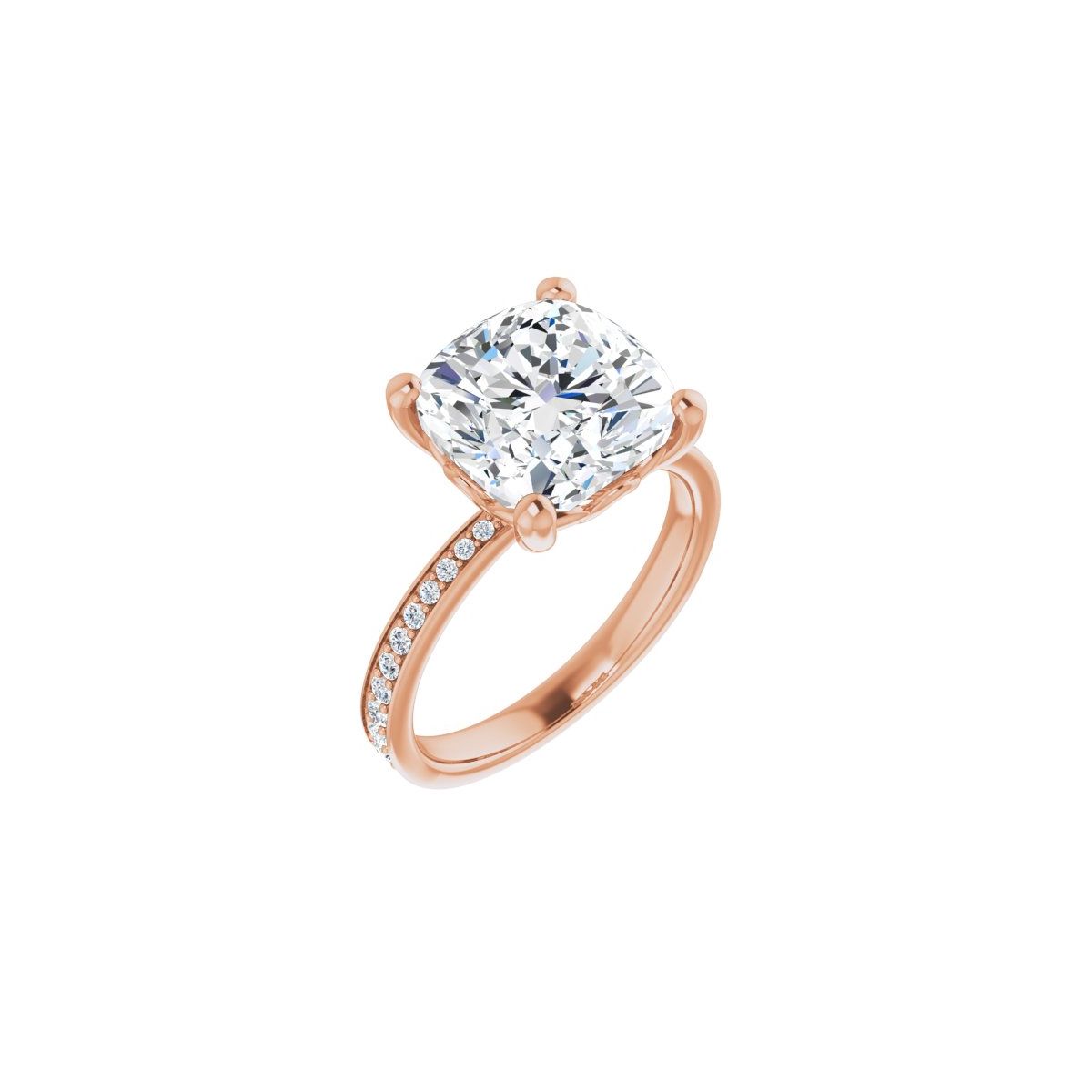 Natural Diamond Semi-Set 1/4 CTW Cushion Engagement Ring (10 X 10 Mm) - 14K Gold - Series 124170