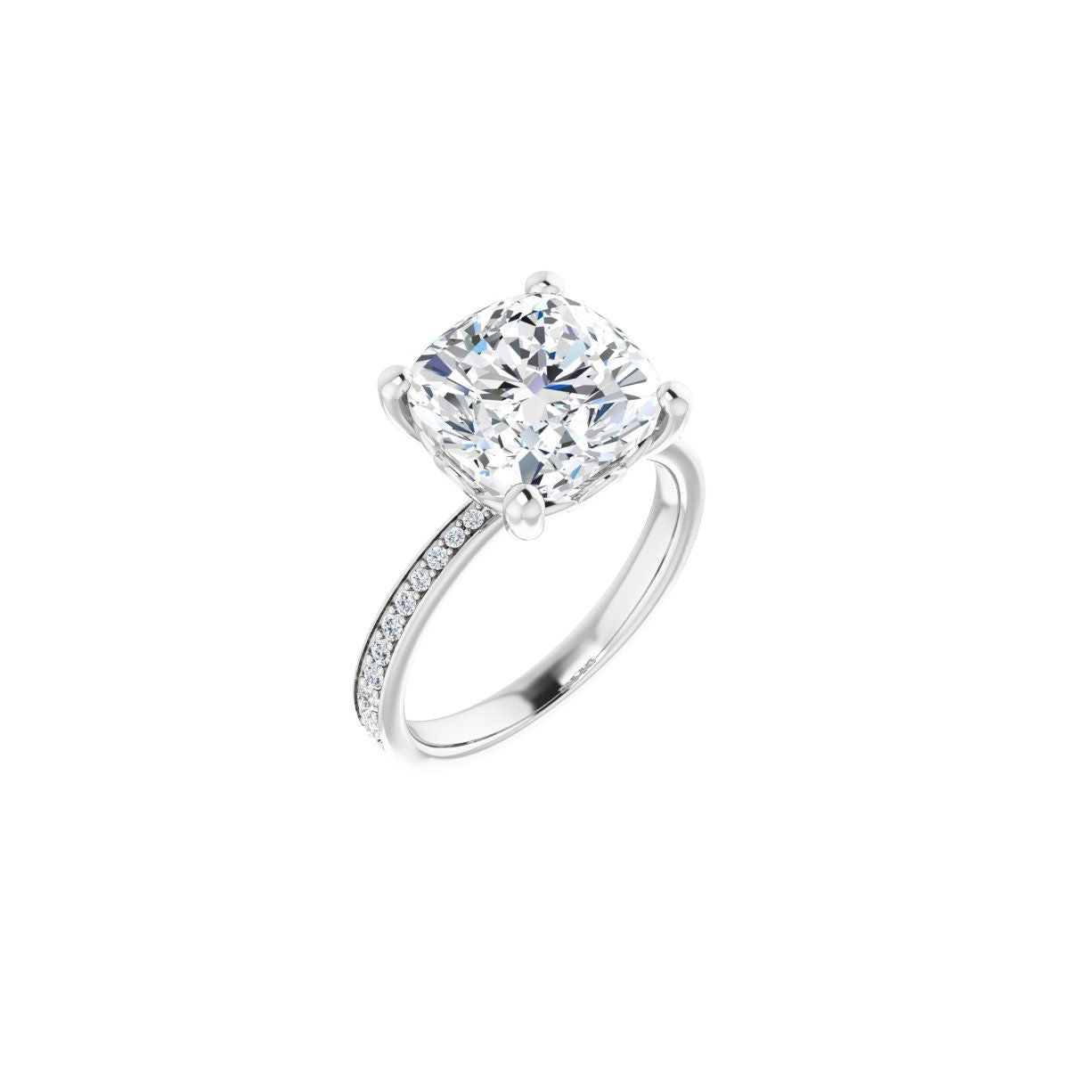 Natural Diamond Semi-Set 1/4 CTW Cushion Engagement Ring (10 X 10 Mm) - 14K Gold - Series 124170