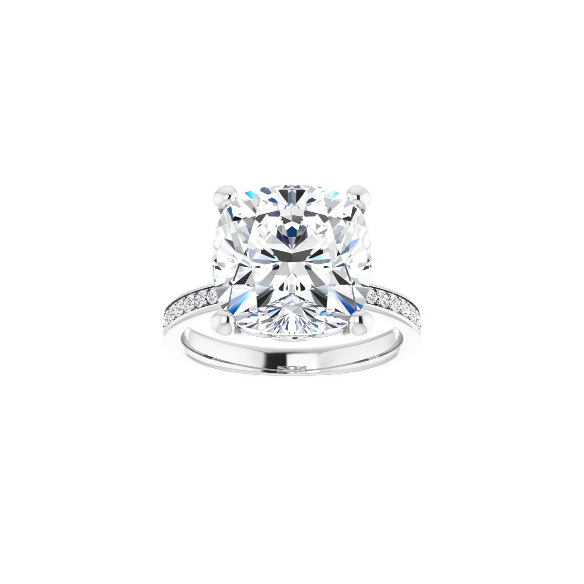 Semi-Set 1/3 CTW Cushion Engagement Ring (11 X 11 Mm) - gallery - Series 124170