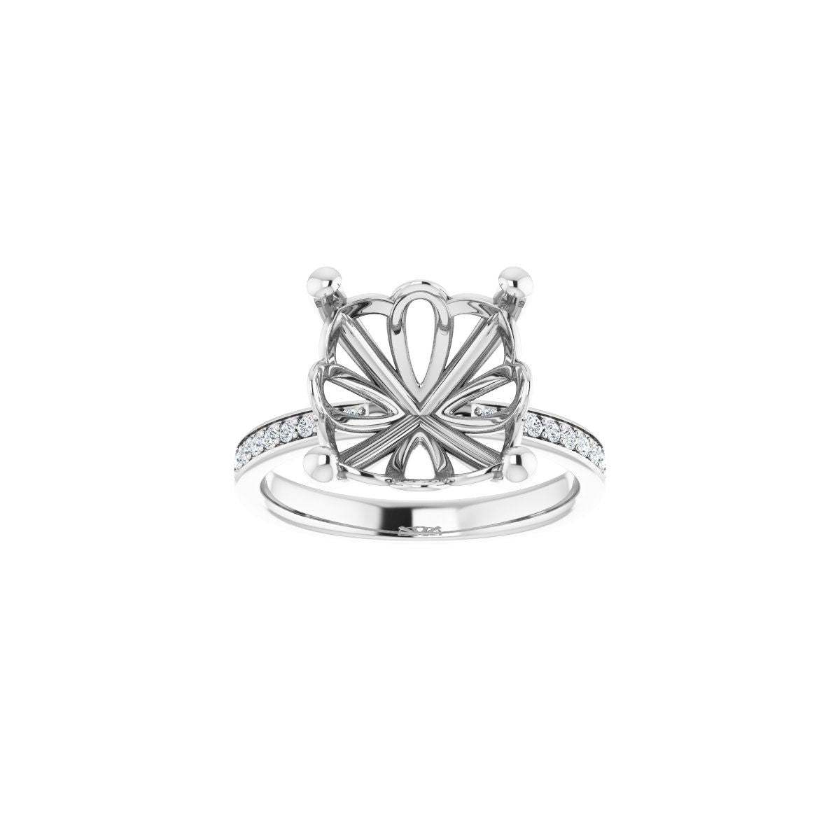 Semi-Set 1/3 CTW Cushion Engagement Ring (11 X 11 Mm) - gallery - Series 124170