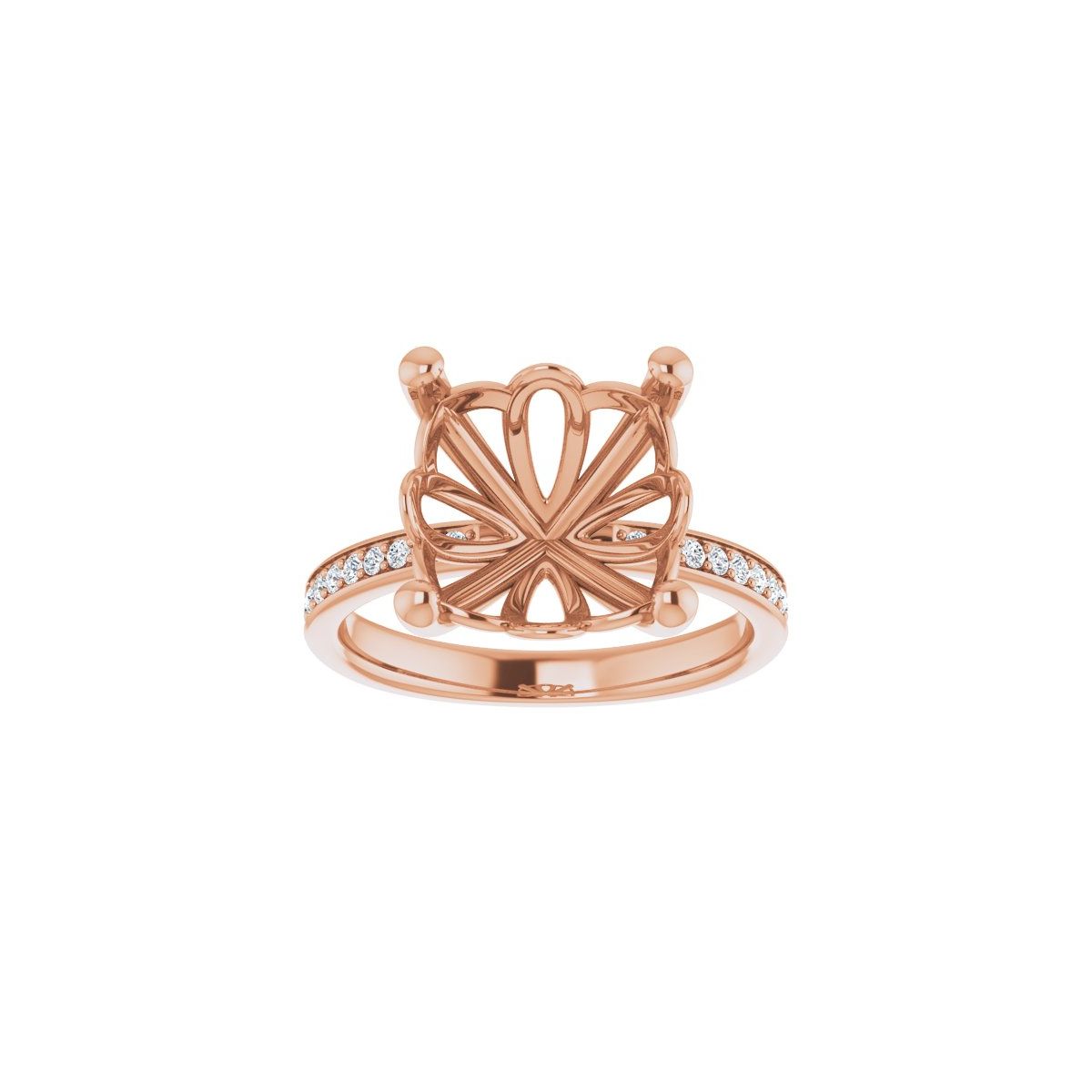 Semi-Set 1/3 CTW Cushion Engagement Ring (11 X 11 Mm) - gallery - Series 124170