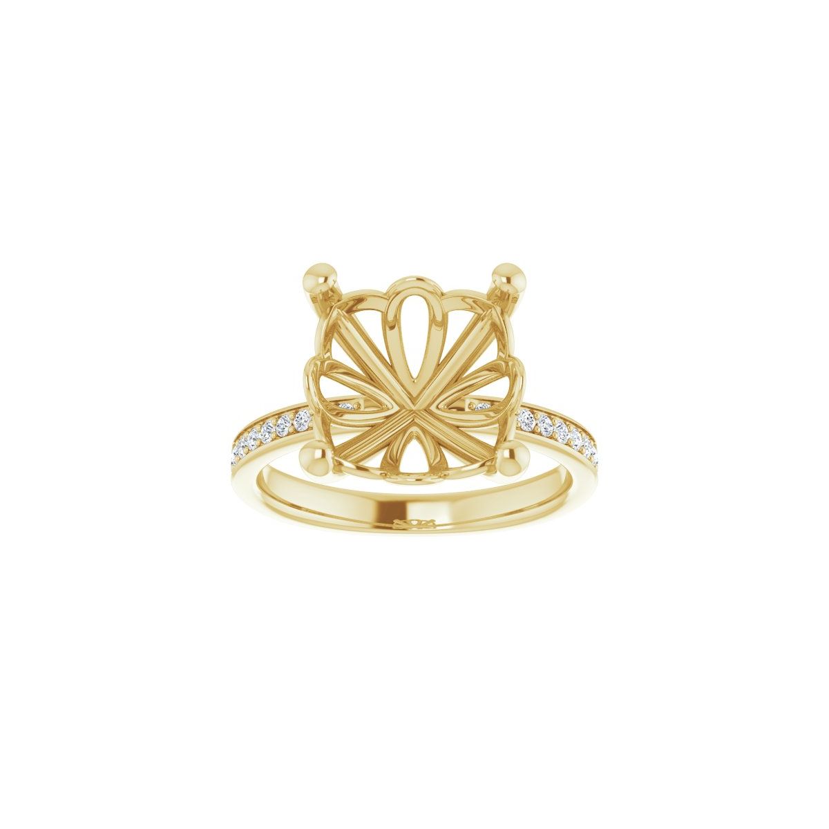 Semi-Set 1/3 CTW Cushion Engagement Ring (11 X 11 Mm) - gallery - Series 124170