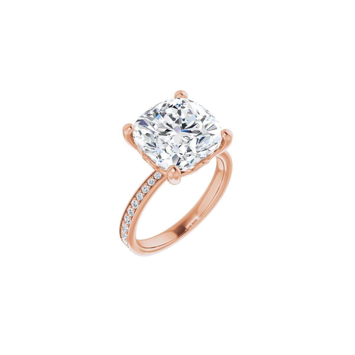 Natural Diamond Semi-Set 1/3 CTW Cushion Engagement Ring (11 X 11 Mm) - 14K Gold - Series 124170