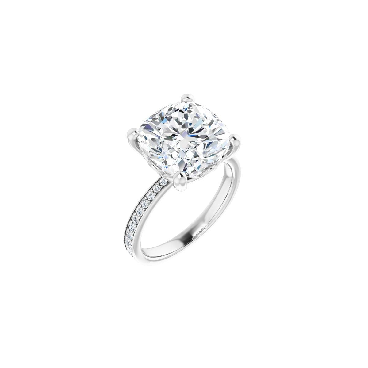 Natural Diamond Semi-Set 1/3 CTW Cushion Engagement Ring (11 X 11 Mm) - 14K Gold - Series 124170