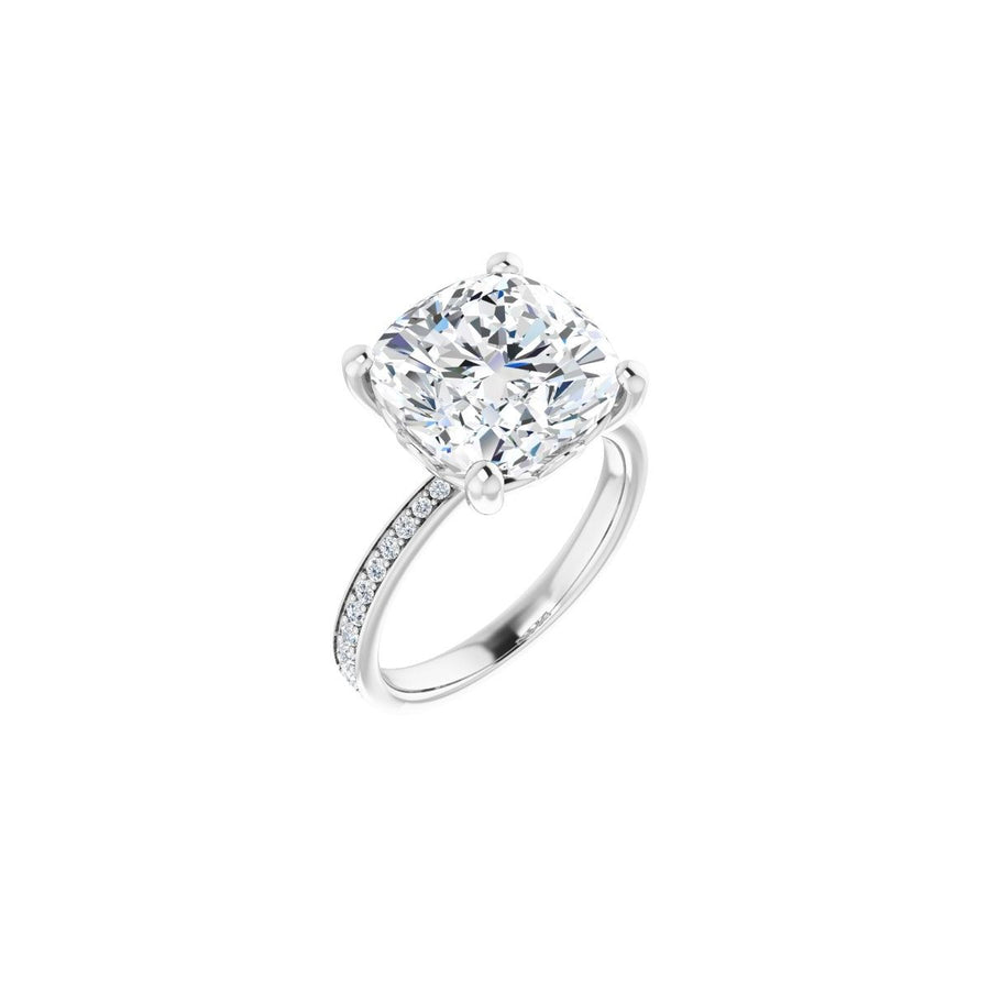 Natural Diamond Semi-Set 1/3 CTW Cushion Engagement Ring (11 X 11 Mm) - 14K Gold - Series 124170