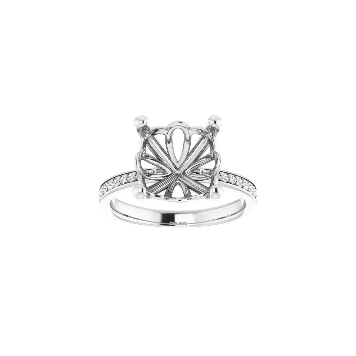 Semi-Set 1/4 CTW Cushion Engagement Ring (10 X 10 Mm) - gallery - Series 124170