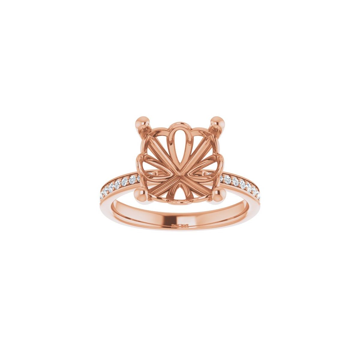 Semi-Set 1/4 CTW Cushion Engagement Ring (10 X 10 Mm) - gallery - Series 124170