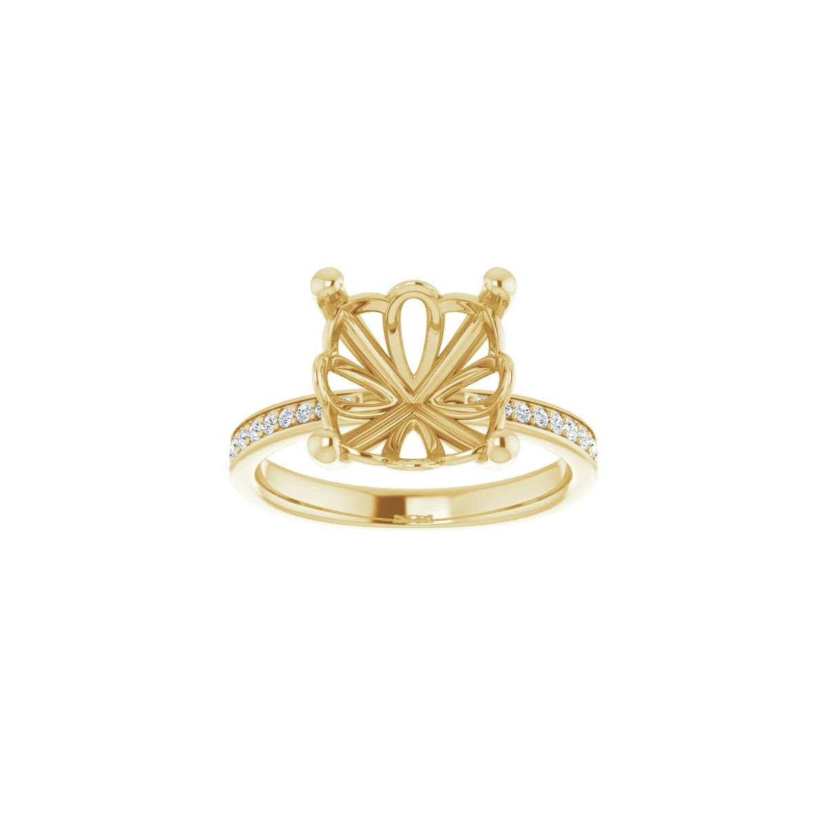 Semi-Set 1/4 CTW Cushion Engagement Ring (10 X 10 Mm) - gallery - Series 124170