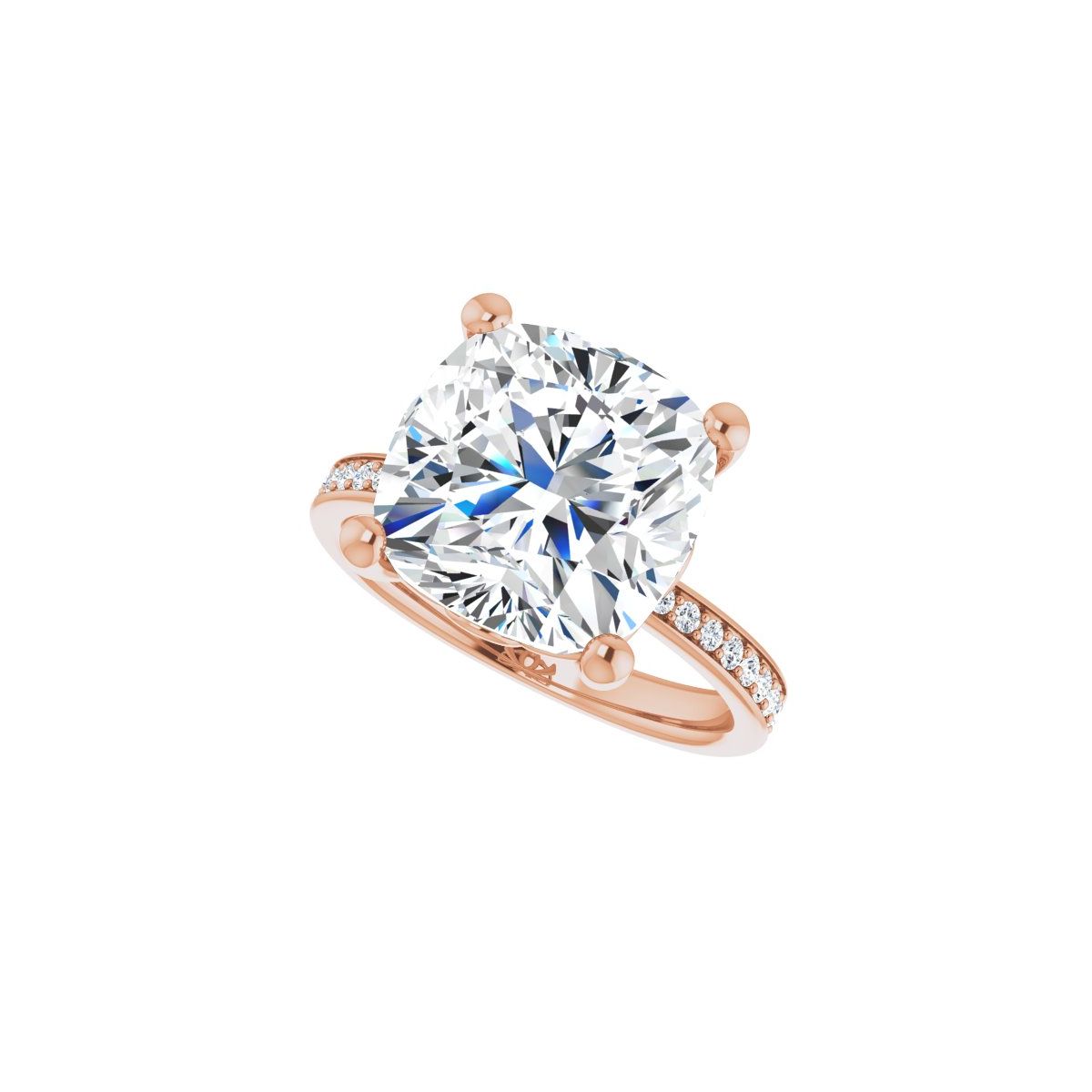 Semi-Set 1/3 CTW Cushion Engagement Ring (11 X 11 Mm) - gallery - Series 124170
