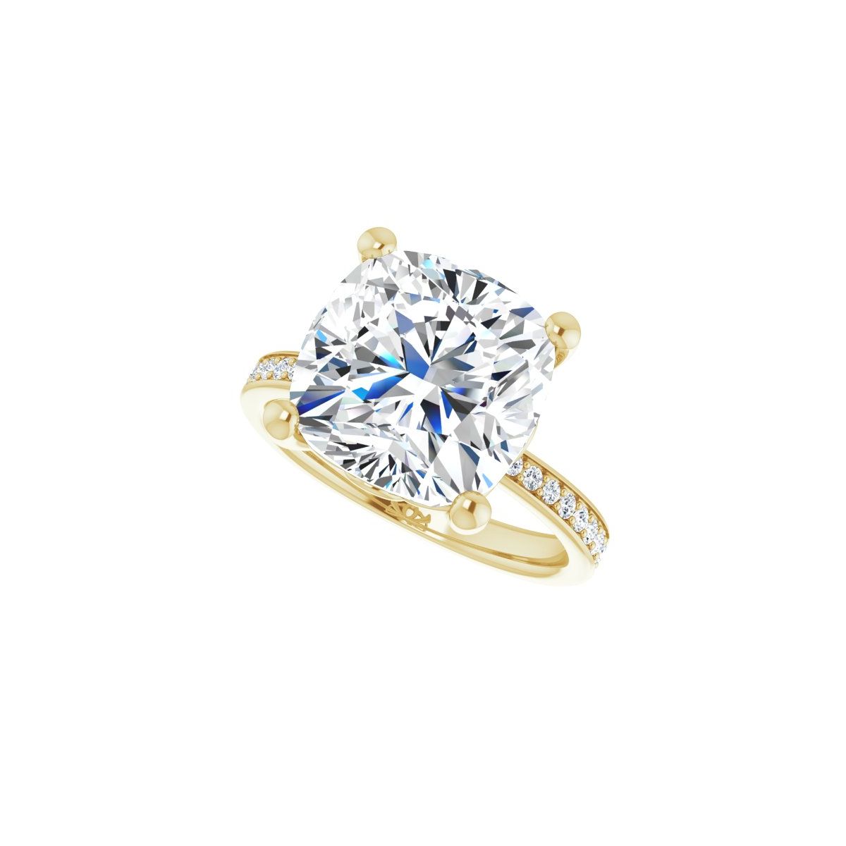 Semi-Set 1/3 CTW Cushion Engagement Ring (11 X 11 Mm) - gallery - Series 124170