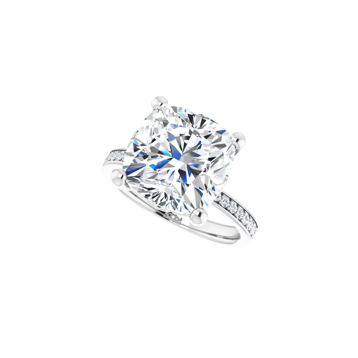 Semi-Set 1/3 CTW Cushion Engagement Ring (11 X 11 Mm) - gallery - Series 124170