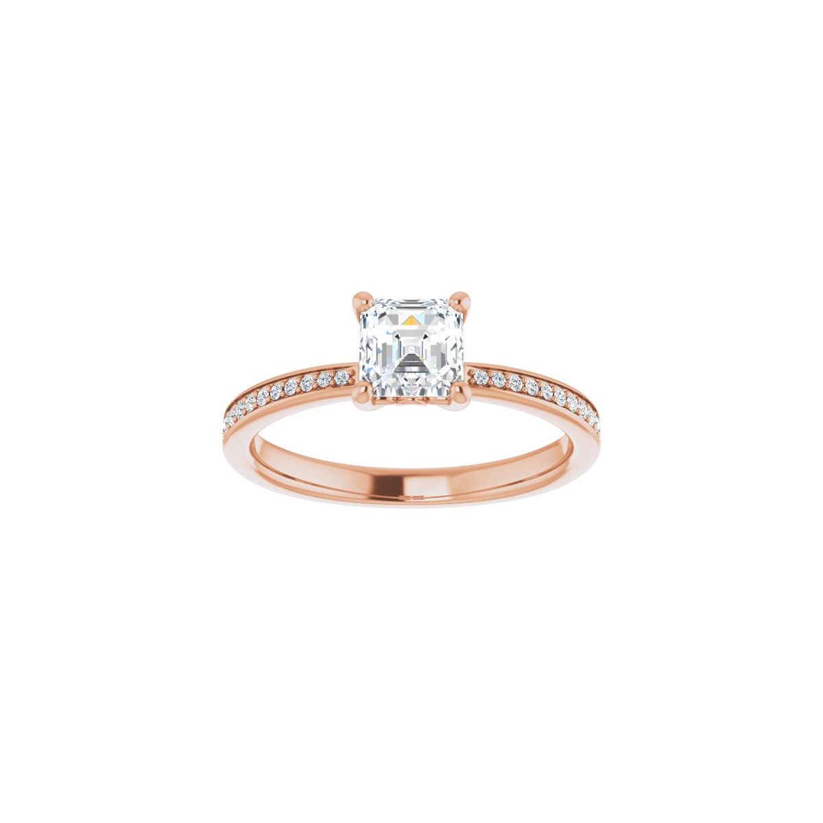 Semi-Set 1/6 CTW Asscher Engagement Ring (5 X 5 Mm) - gallery - Series 124170