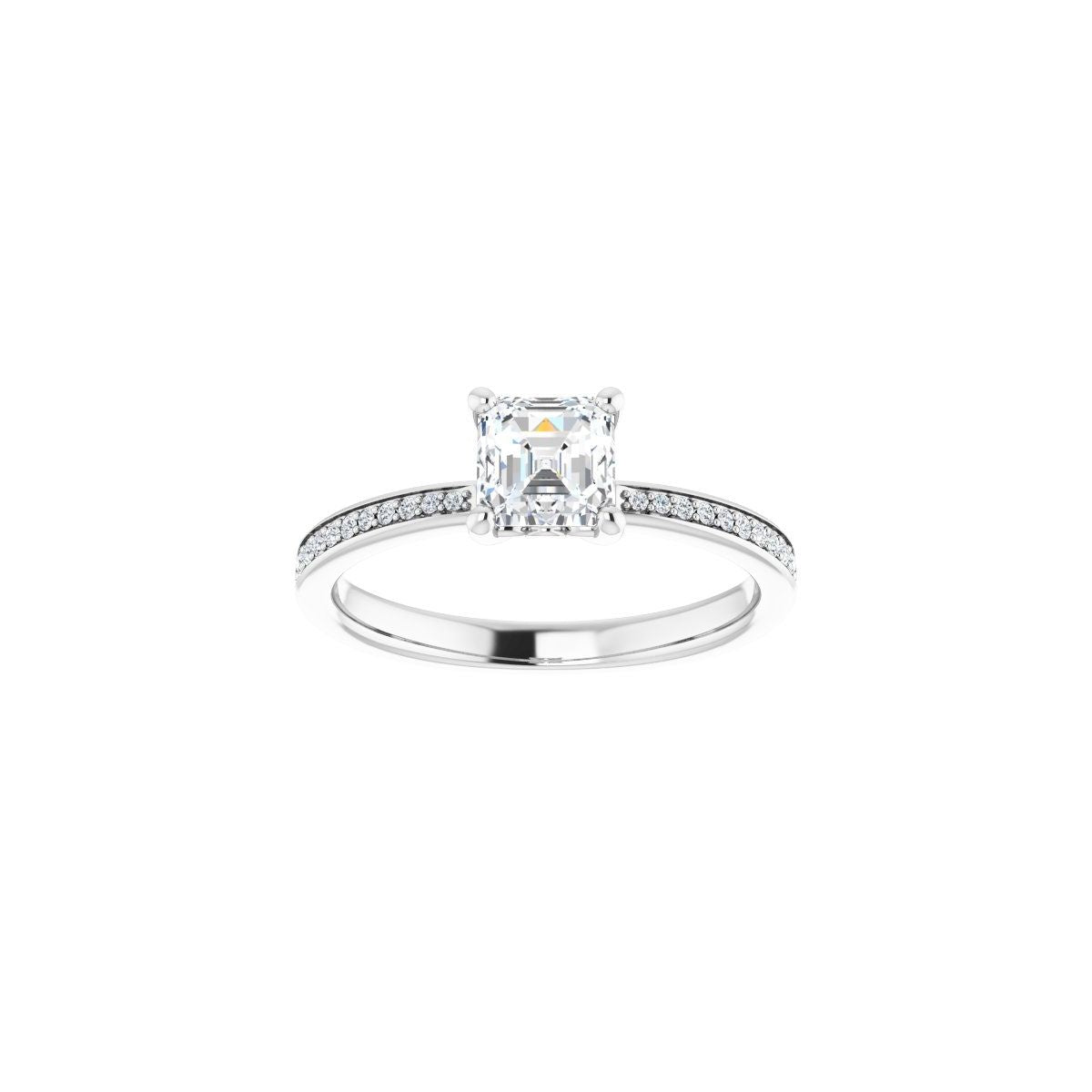 Semi-Set 1/6 CTW Asscher Engagement Ring (5 X 5 Mm) - gallery - Series 124170