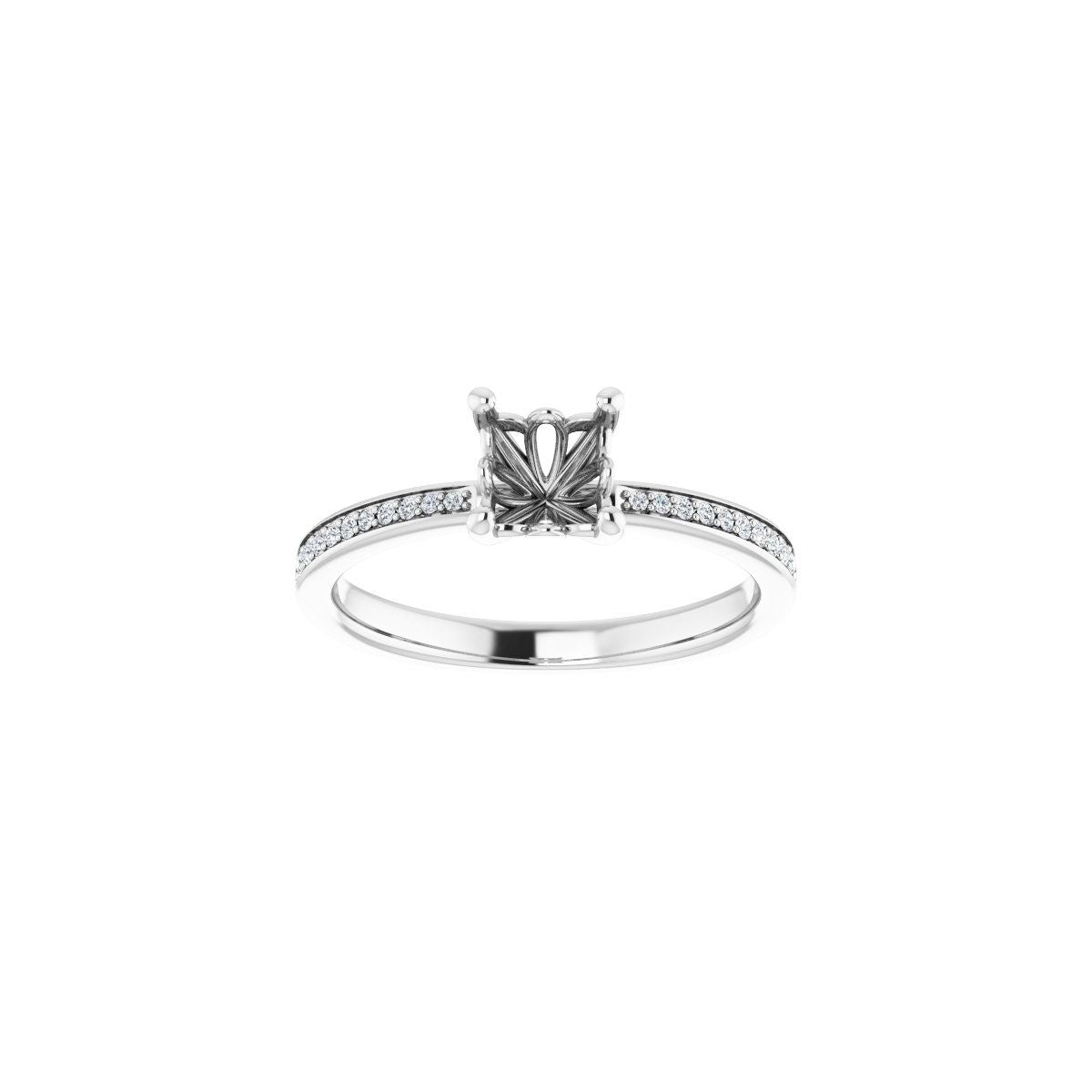 Semi-Set 1/6 CTW Asscher Engagement Ring (5 X 5 Mm) - gallery - Series 124170