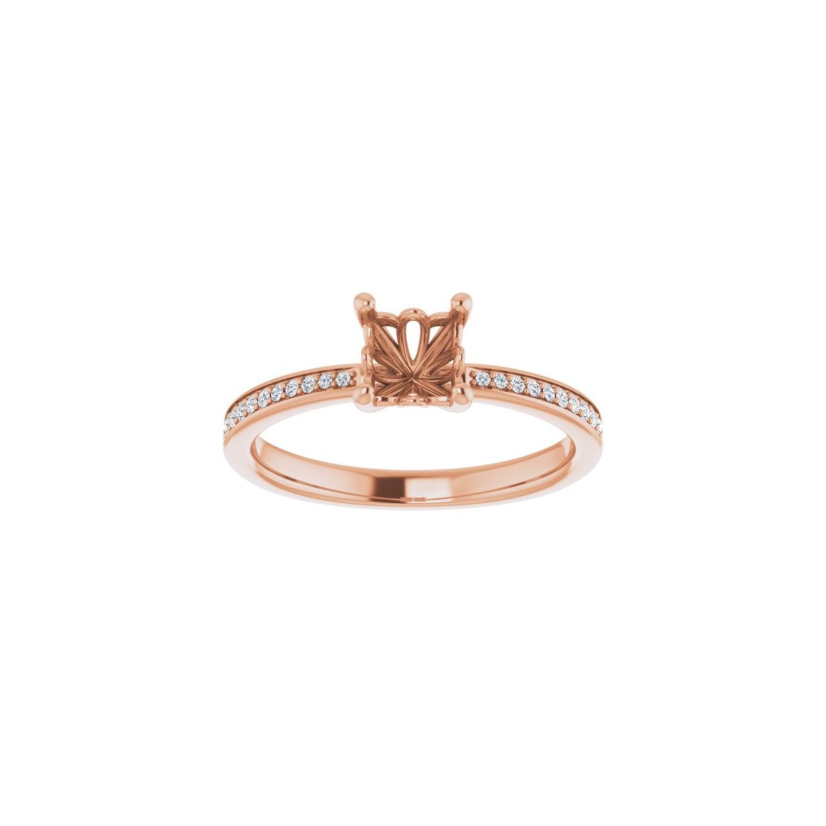 Semi-Set 1/6 CTW Asscher Engagement Ring (5 X 5 Mm) - gallery - Series 124170