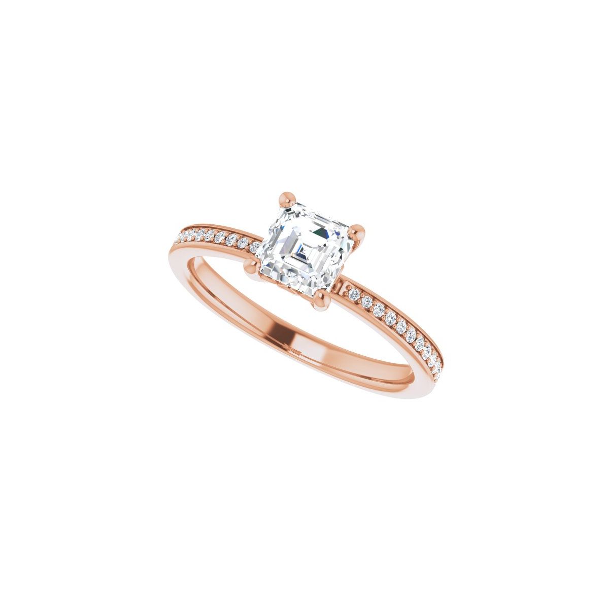 Semi-Set 1/6 CTW Asscher Engagement Ring (5 X 5 Mm) - gallery - Series 124170