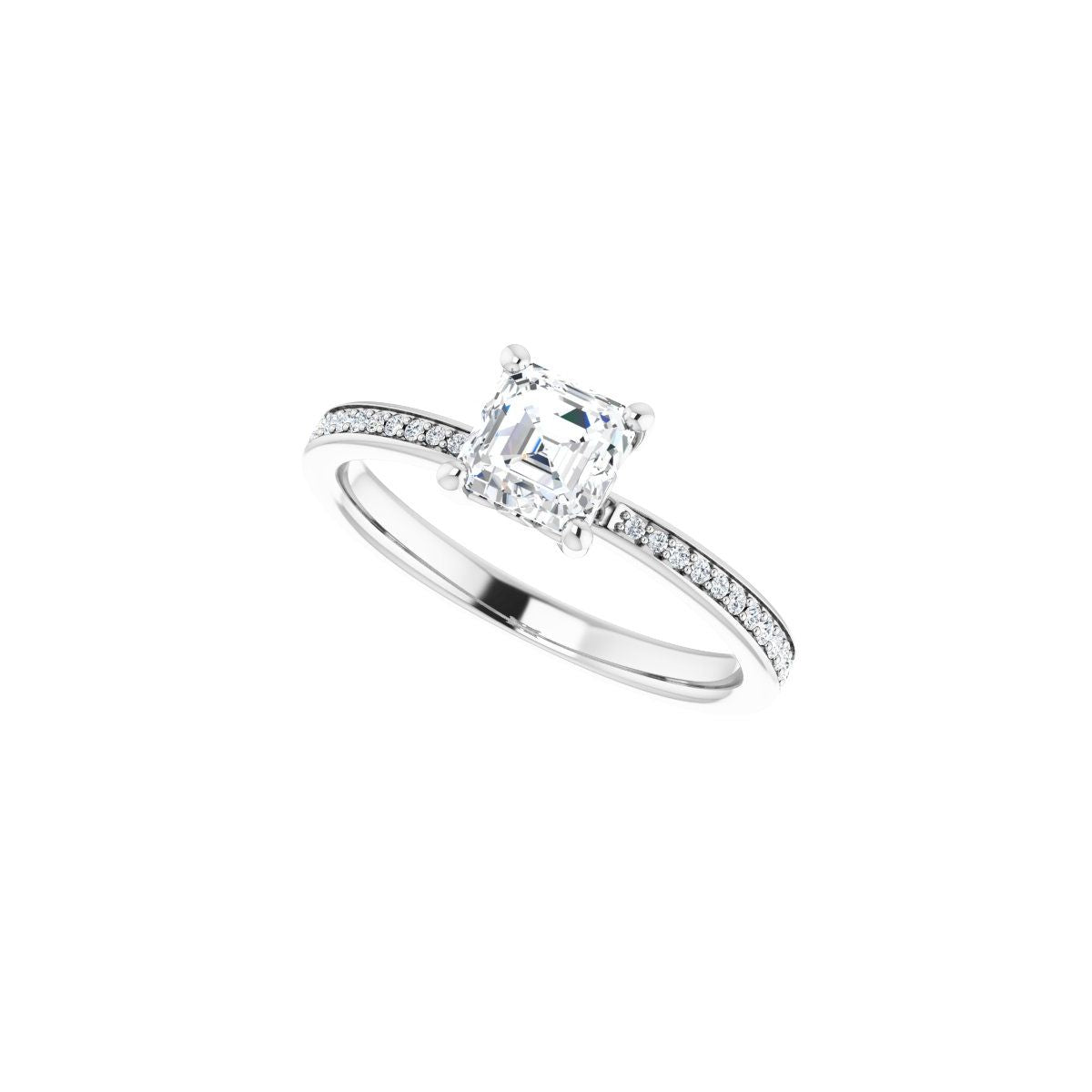 Semi-Set 1/6 CTW Asscher Engagement Ring (5 X 5 Mm) - gallery - Series 124170