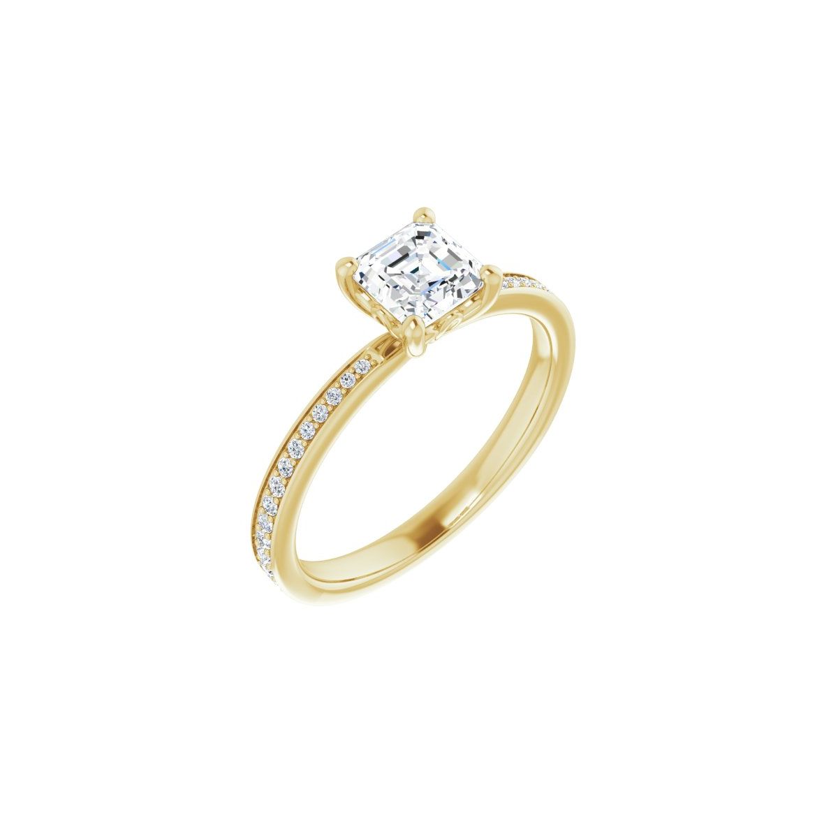 Natural Diamond Semi-Set 1/6 CTW Asscher Engagement Ring (5 X 5 Mm) - 14K Gold - Series 124170