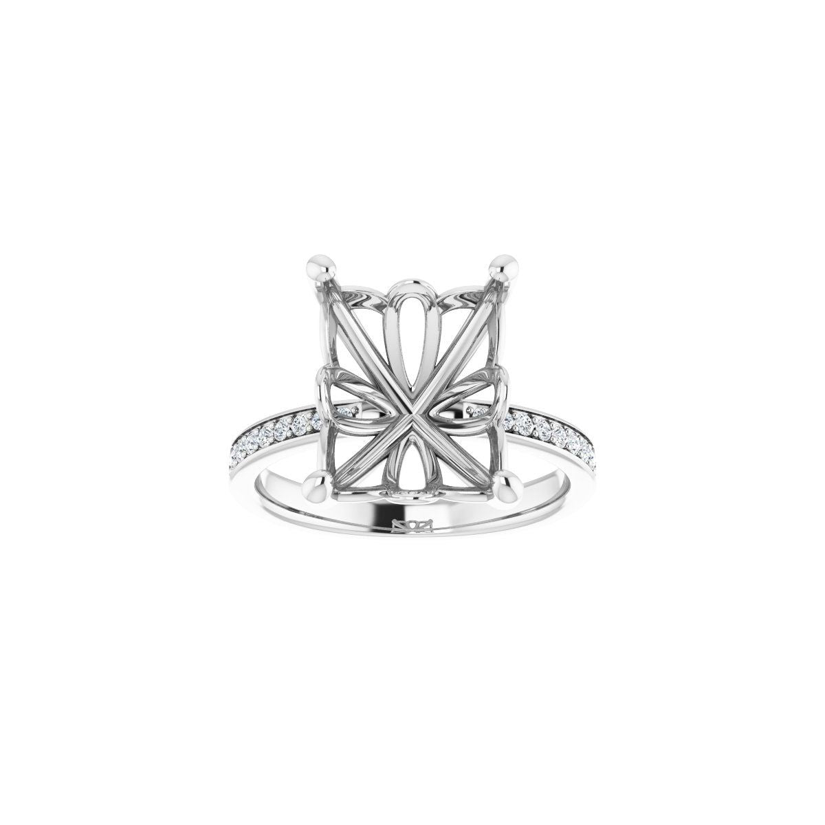 Semi-Set 1/3 CTW Emerald Engagement Ring (12 X 10 Mm) - gallery - Series 124170