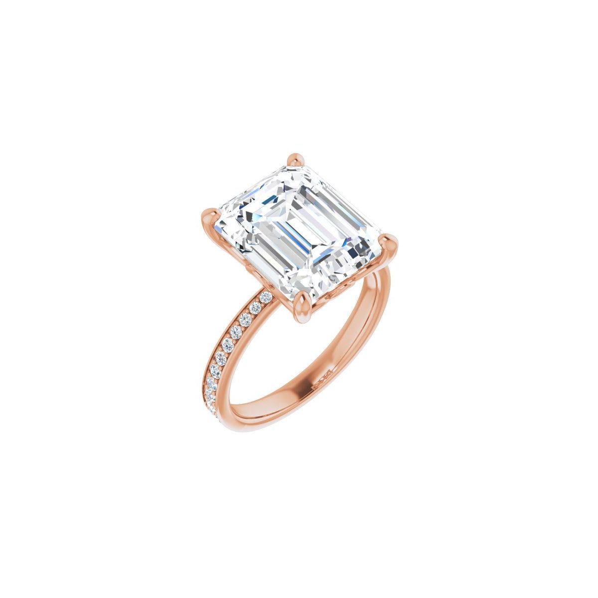 Natural Diamond Semi-Set 1/3 CTW Emerald Engagement Ring (12 X 10 Mm) - 14K Gold - Series 124170