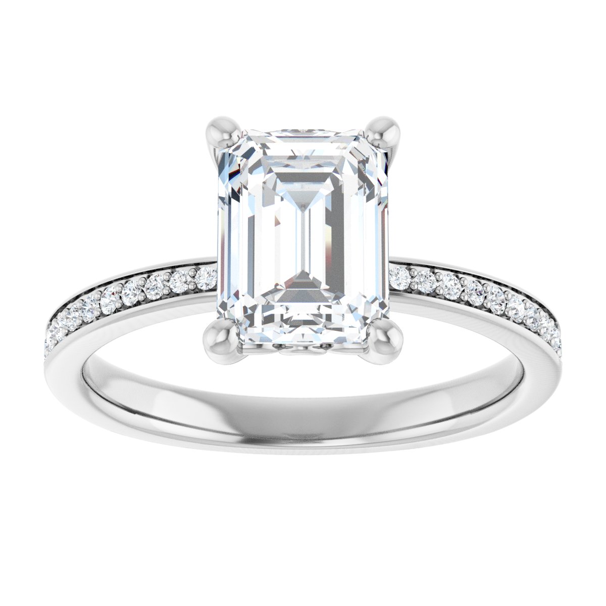 Semi-Set 1/5 CTW Emerald Engagement Ring (8 X 6 Mm) - gallery - Series 124170