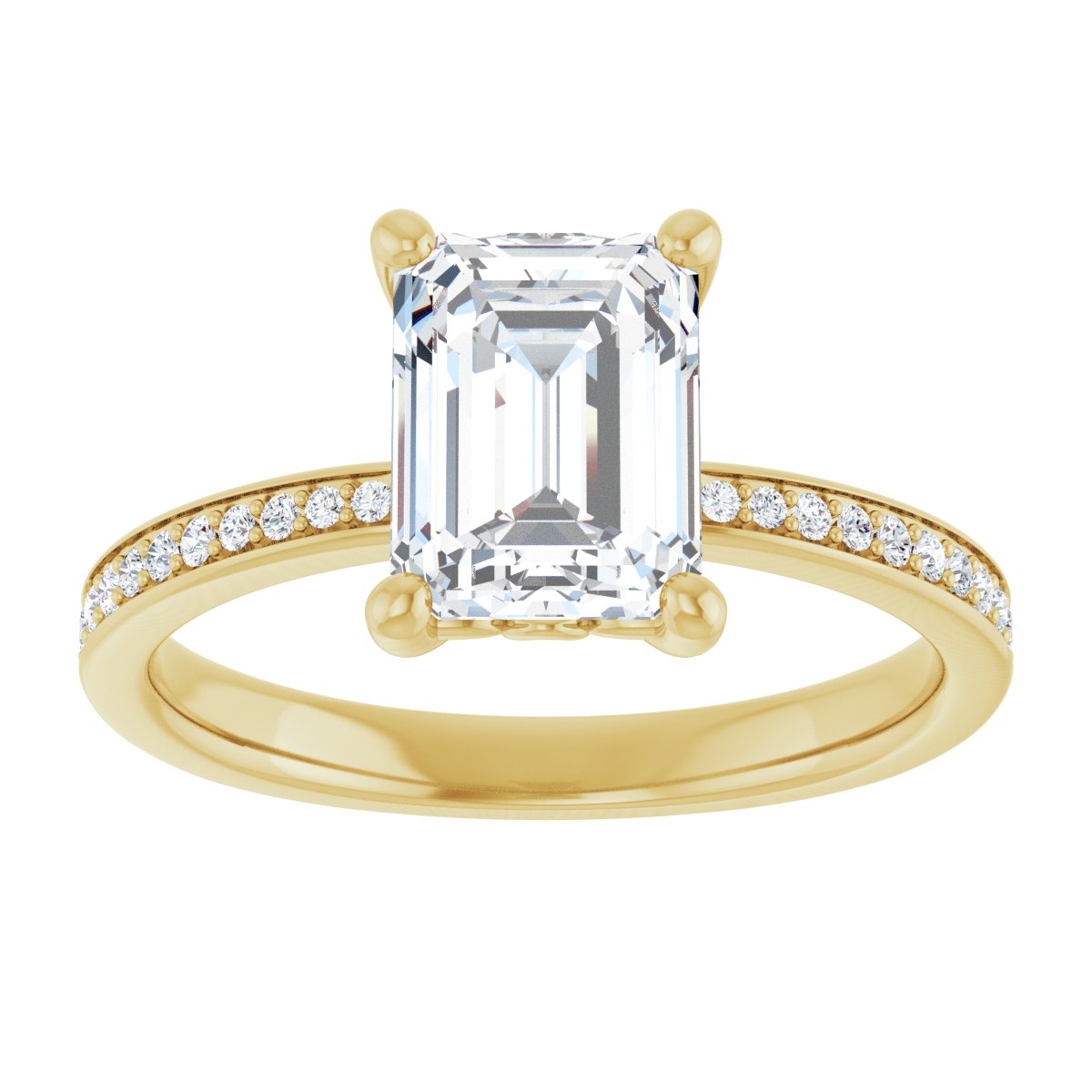 Semi-Set 1/5 CTW Emerald Engagement Ring (8 X 6 Mm) - gallery - Series 124170