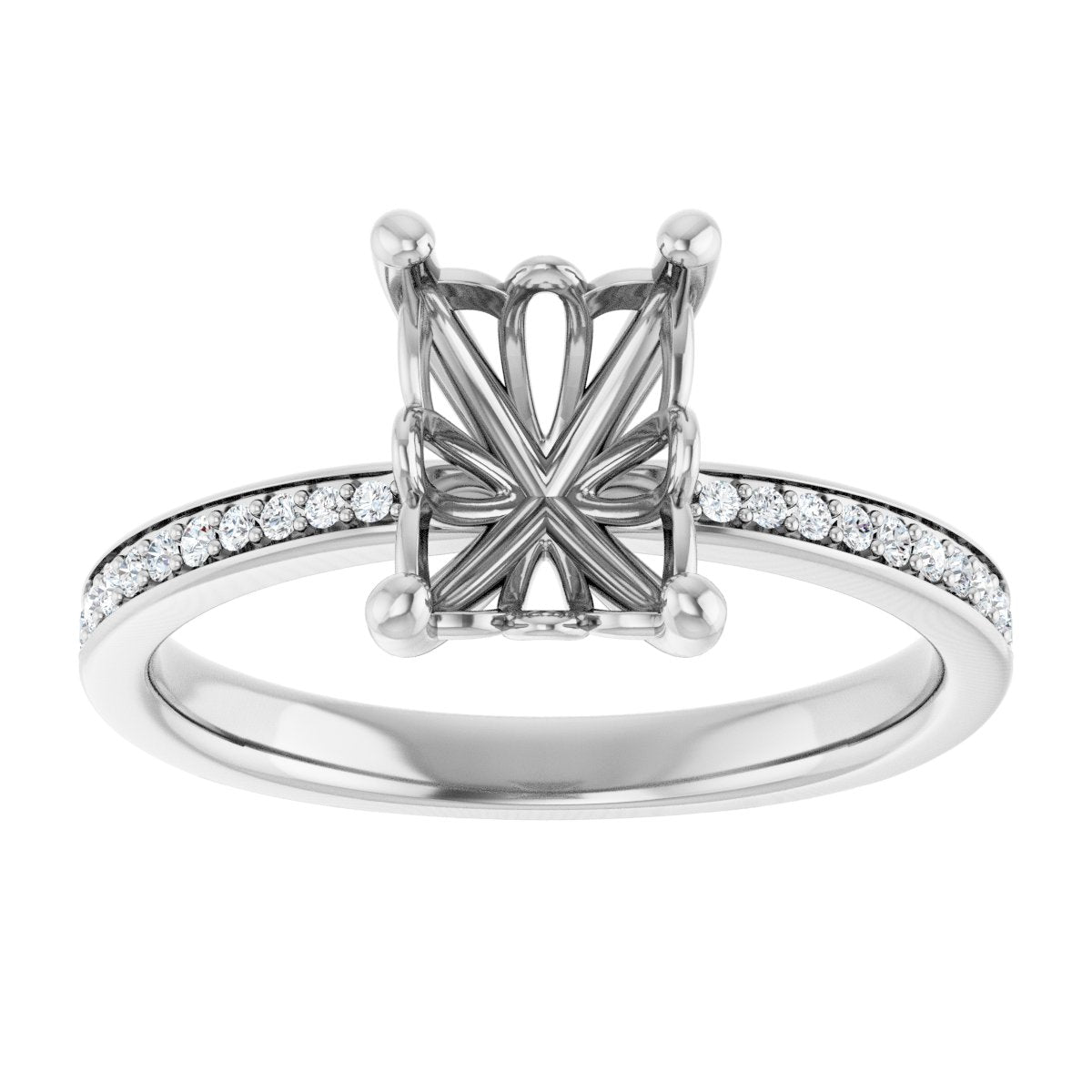 Semi-Set 1/5 CTW Emerald Engagement Ring (8 X 6 Mm) - gallery - Series 124170