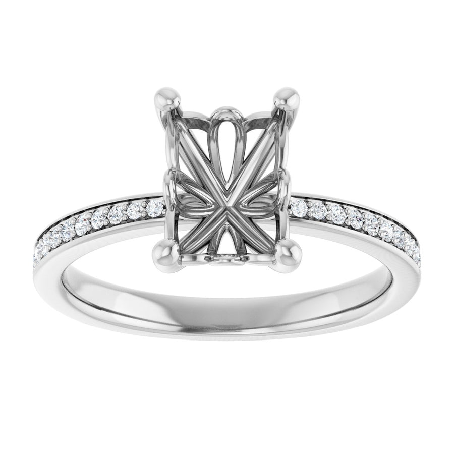 Semi-Set 1/5 CTW Emerald Engagement Ring (8 X 6 Mm) - gallery - Series 124170