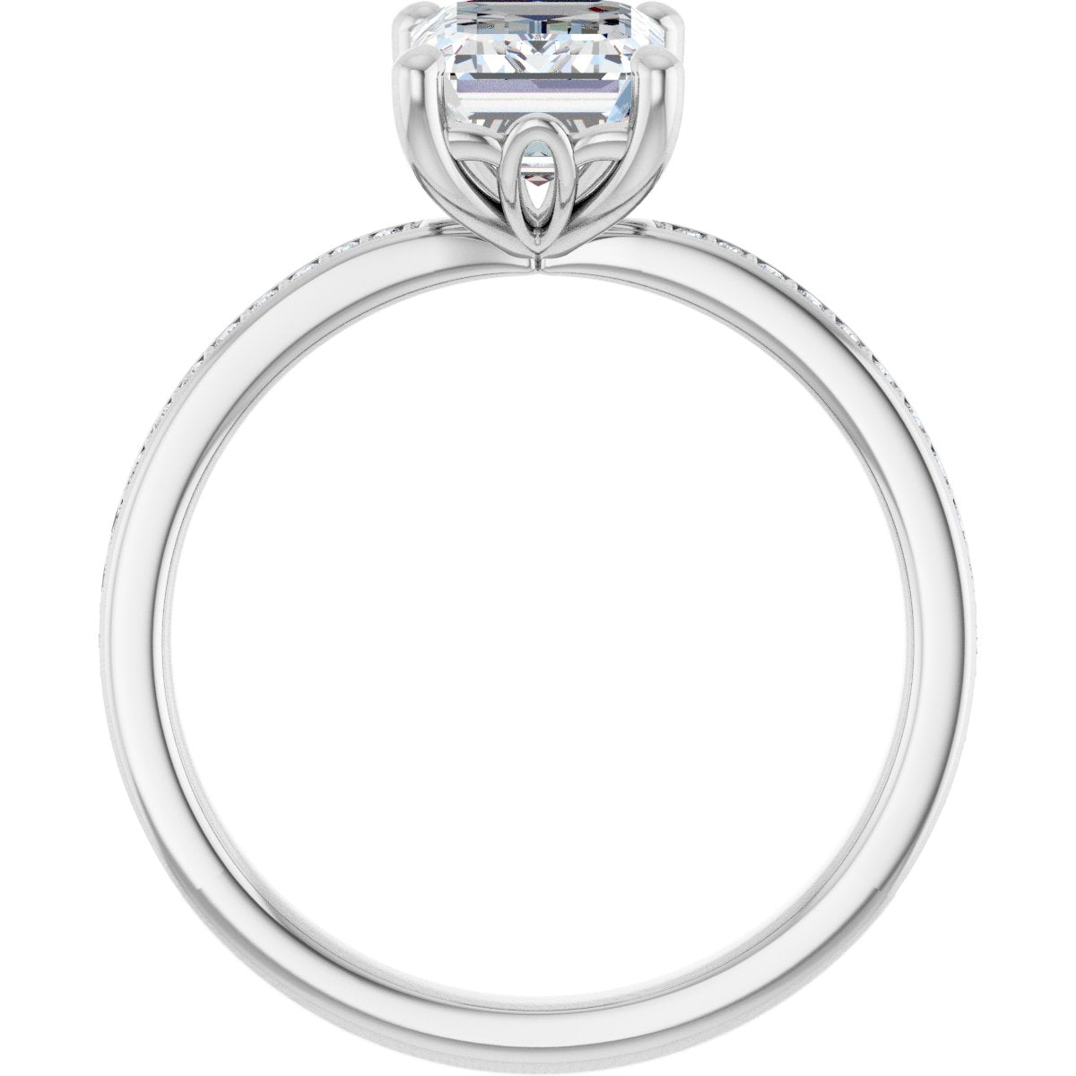 Semi-Set 1/5 CTW Emerald Engagement Ring (8 X 6 Mm) - gallery - Series 124170