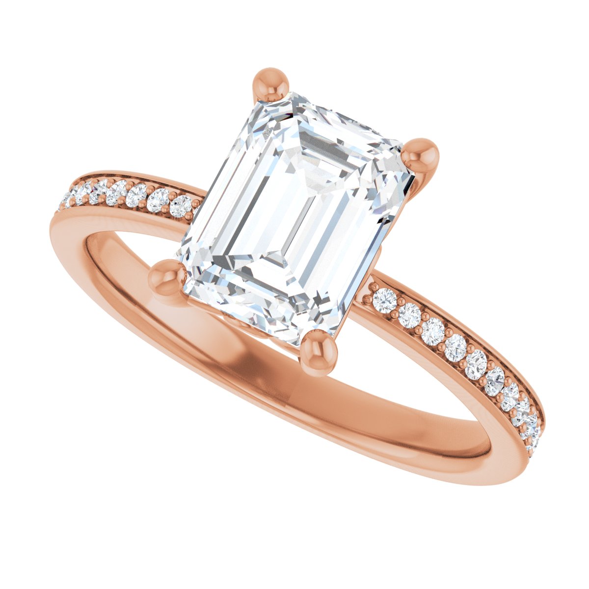 Semi-Set 1/5 CTW Emerald Engagement Ring (8 X 6 Mm) - gallery - Series 124170