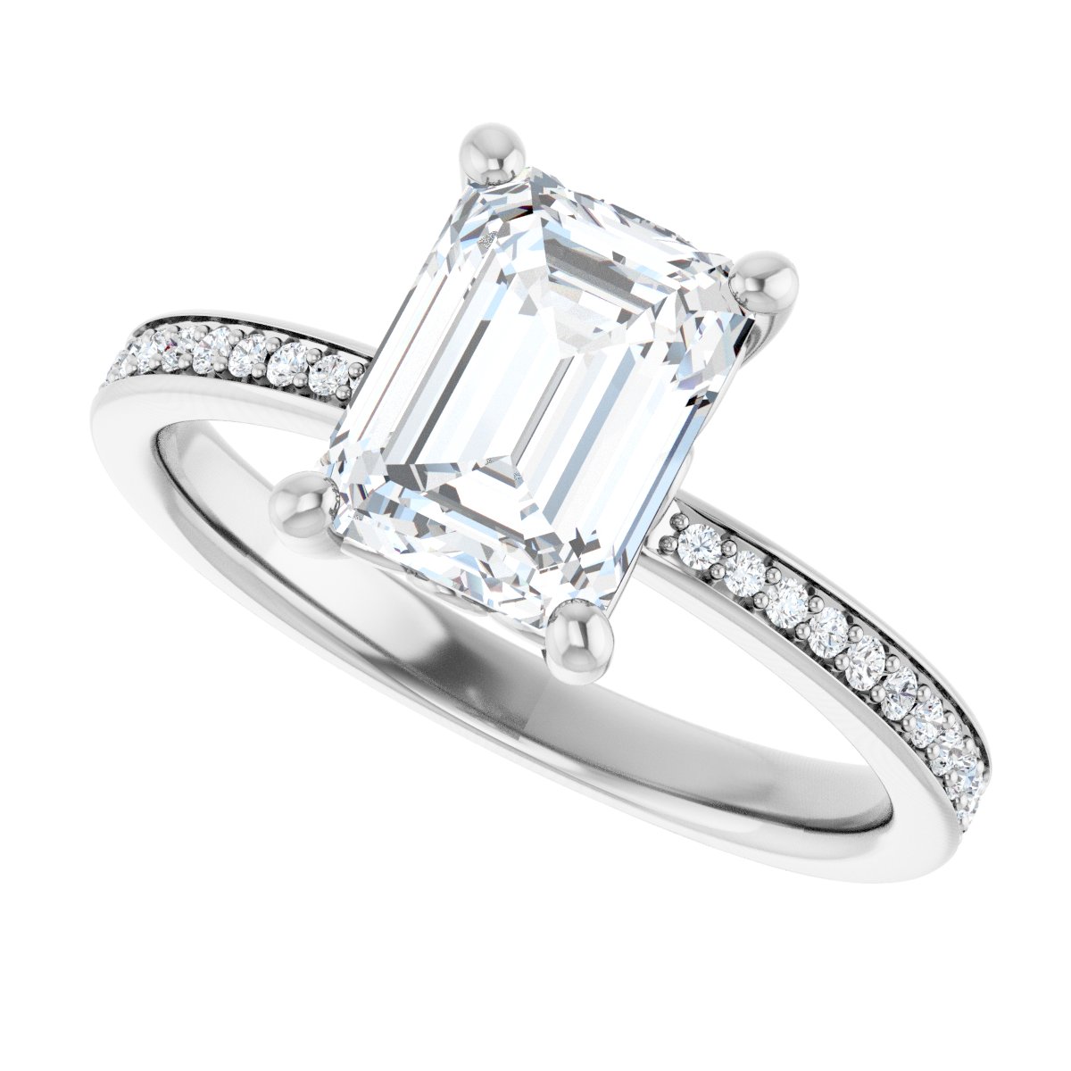 Semi-Set 1/5 CTW Emerald Engagement Ring (8 X 6 Mm) - gallery - Series 124170