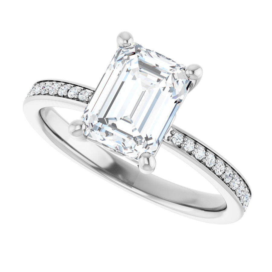Semi-Set 1/5 CTW Emerald Engagement Ring (8 X 6 Mm) - gallery - Series 124170