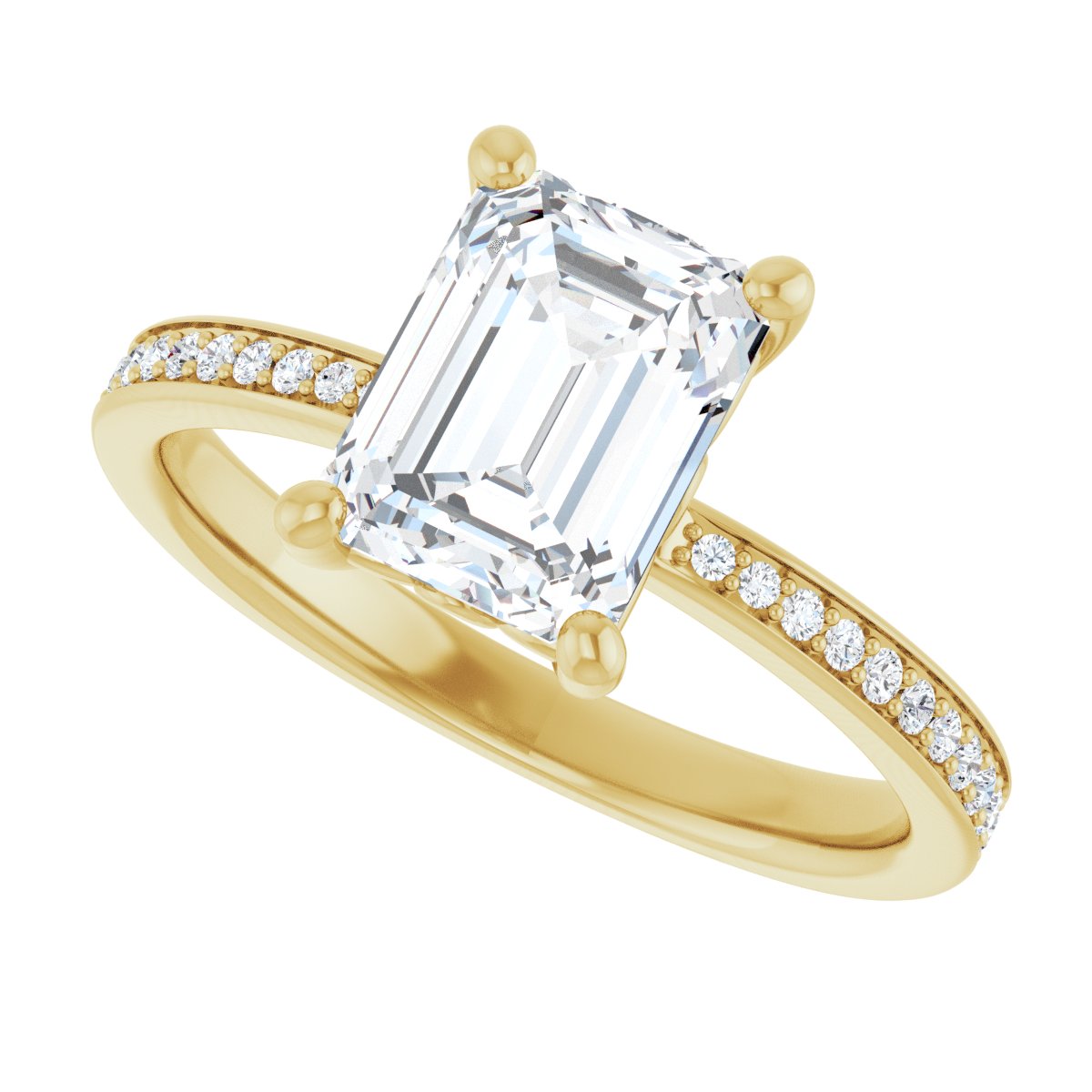 Semi-Set 1/5 CTW Emerald Engagement Ring (8 X 6 Mm) - gallery - Series 124170
