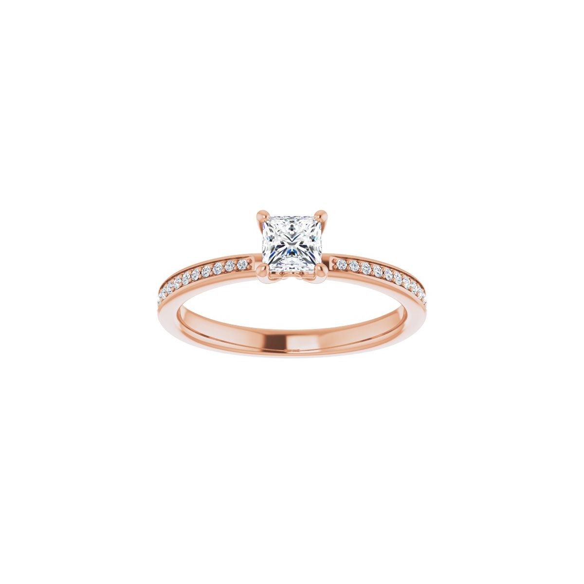 Semi-Set 1/6 CTW Square Engagement Ring (4 X 4 Mm) - gallery - Series 124170