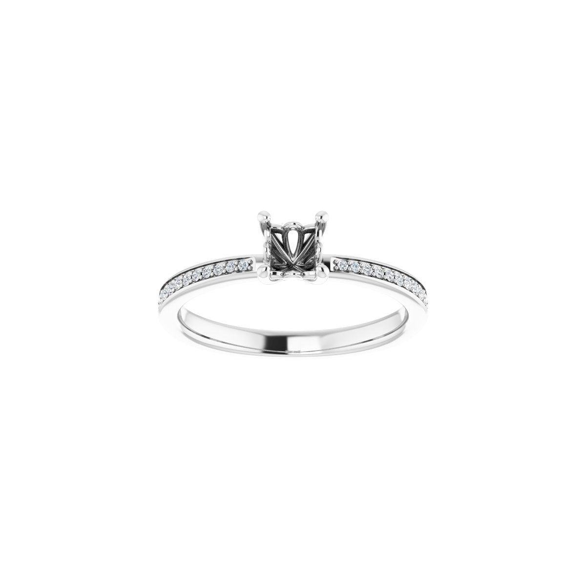 Semi-Set 1/6 CTW Square Engagement Ring (4 X 4 Mm) - gallery - Series 124170